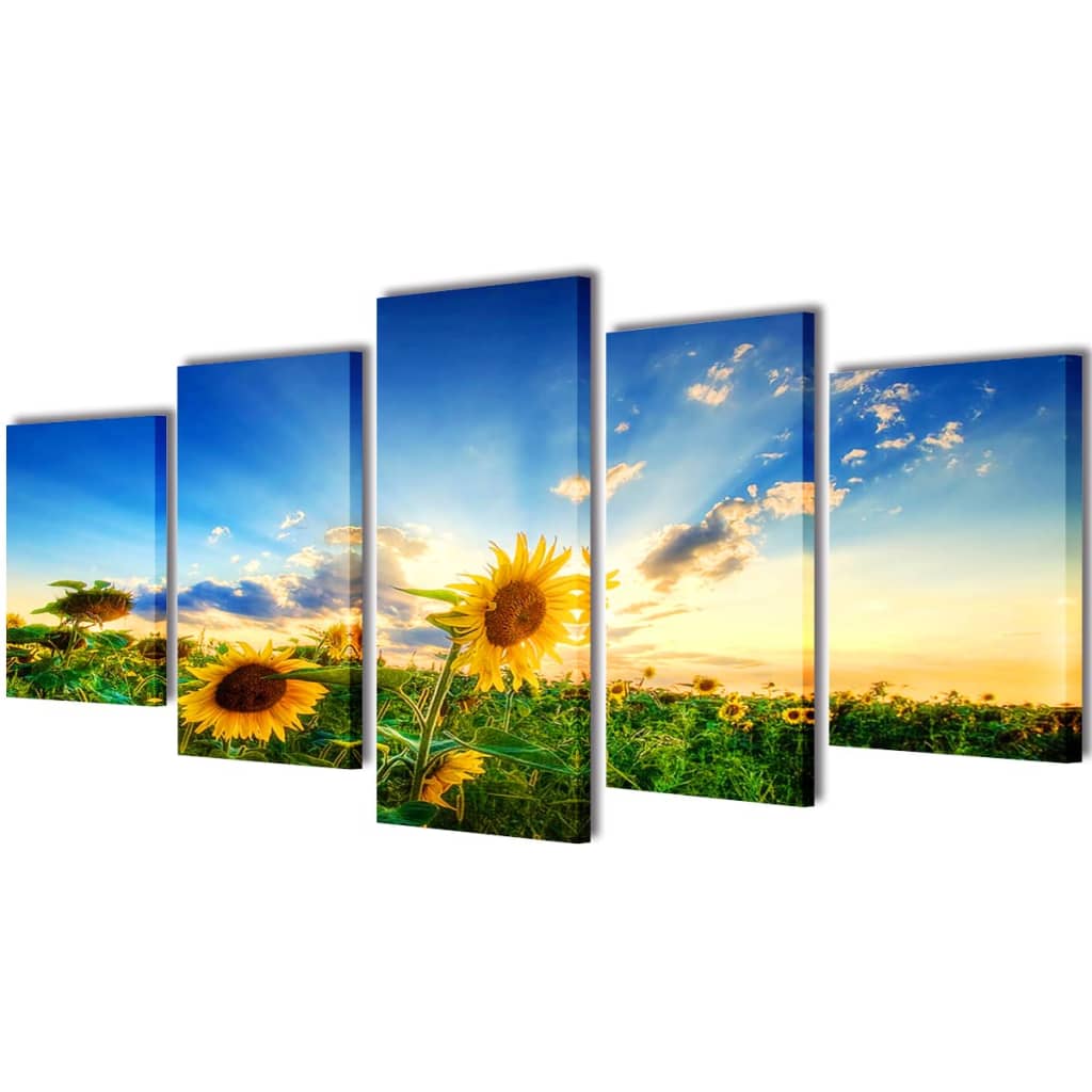 Set tablouri de perete cu imprimeu floarea soarelui, 200 x 100 cm vidaXL