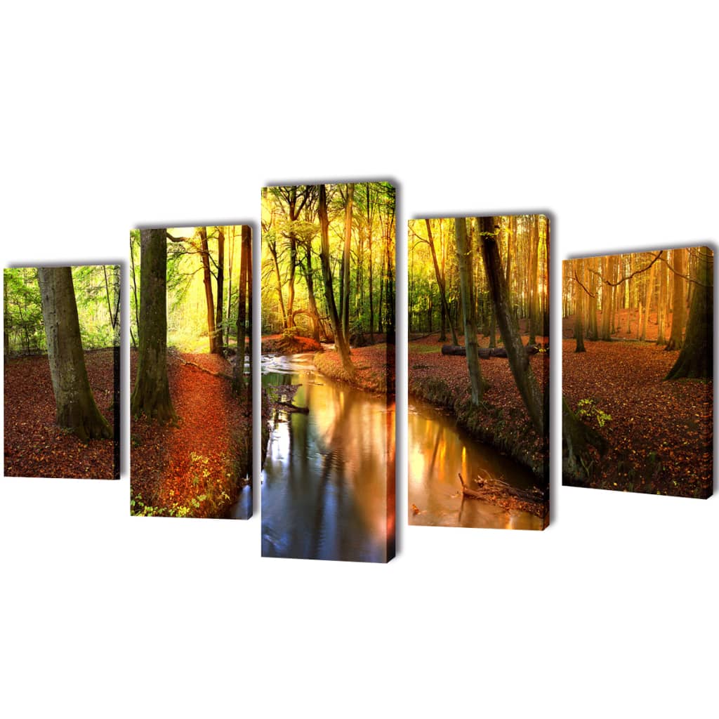 Set de tablouri din pânză cu temă pădure 100 x 50 cm poza vidaxl.ro