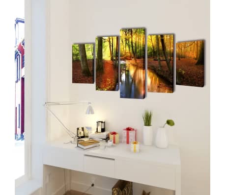 Canvas Wall Print Set Forest 100 x 50 cm