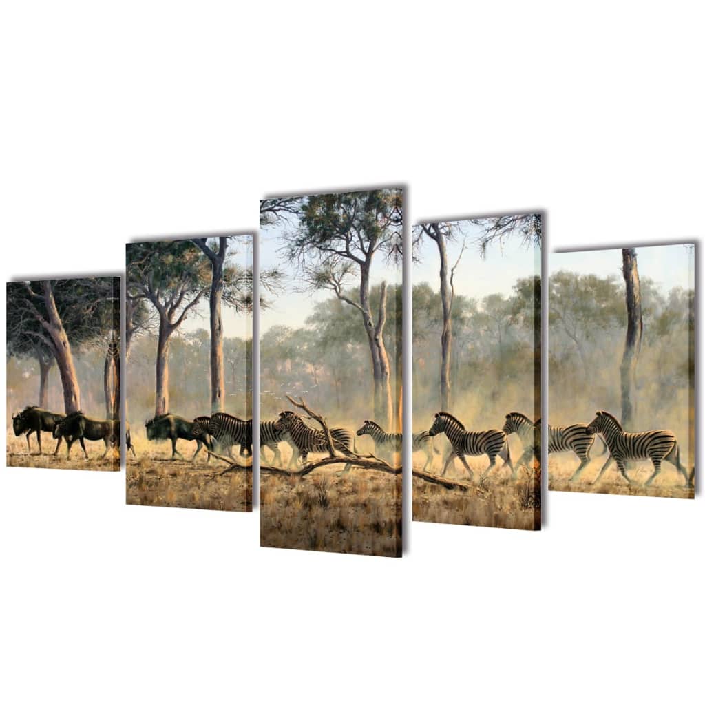 Set tablouri imprimate de pânză Zebre 200 x 100 cm vidaxl.ro