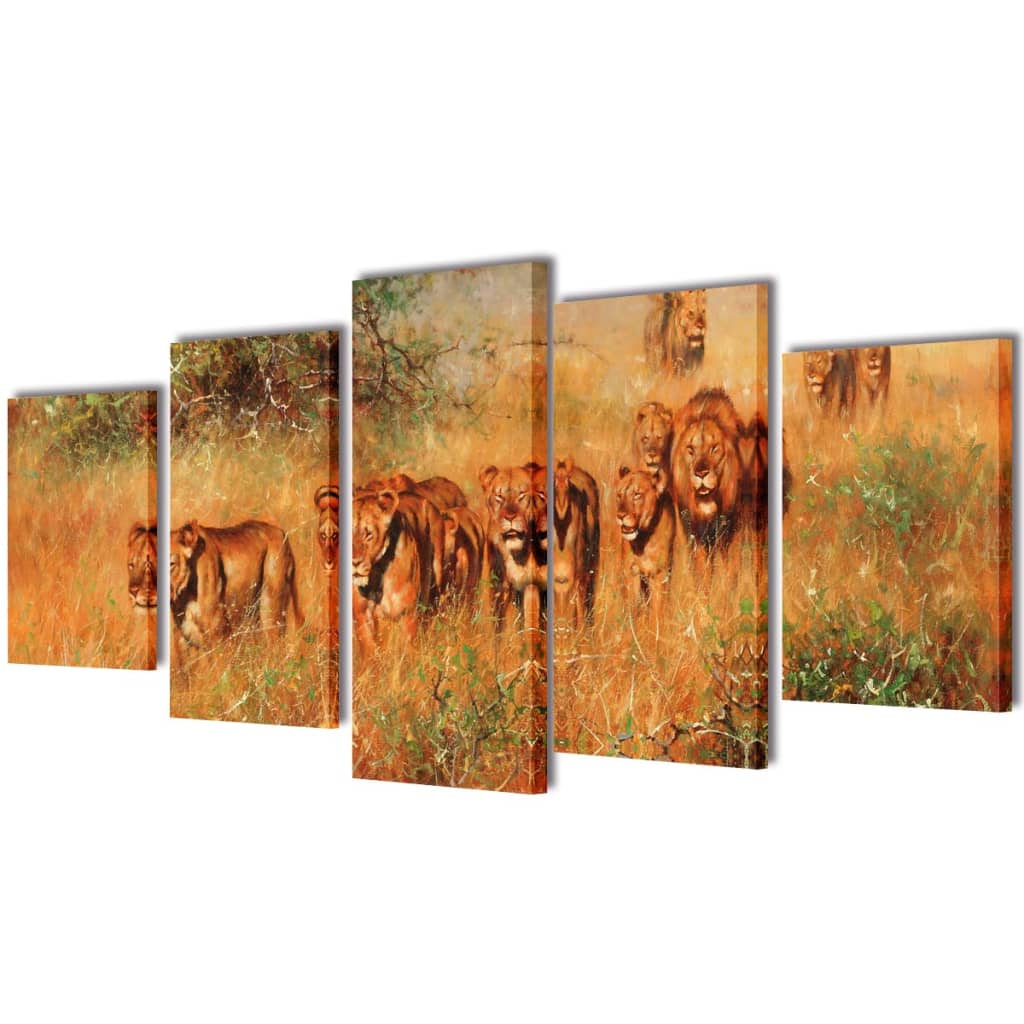 Petrashop Sada obrazů, tisk na plátně, lev, 100 x 50 cm