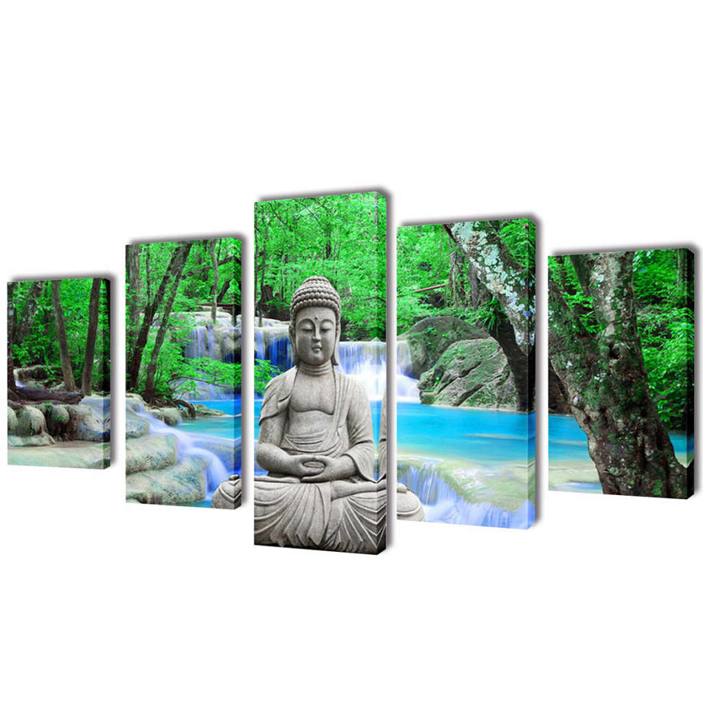 Set tablouri de pânză imprimate Buddha, 100 x 50 cm vidaXL