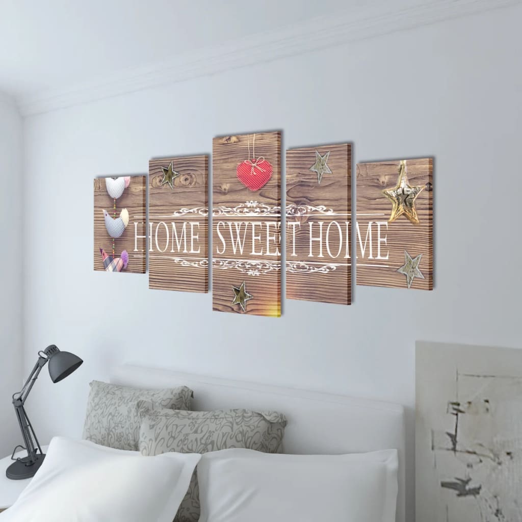 Canvas Wall Print Set Home Sweet Home Design 100 x 50 cm