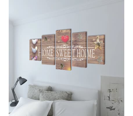 Nyomtatott vászon falikép szett "Home Sweet Home" dizájn 100 x 50 cm