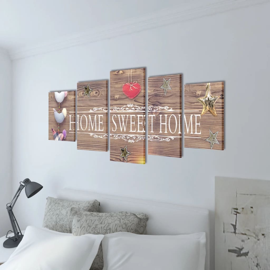 VidaXL - vidaXL Canvas Wall Print Set Home Sweet Home Design 200 x 100 cm
