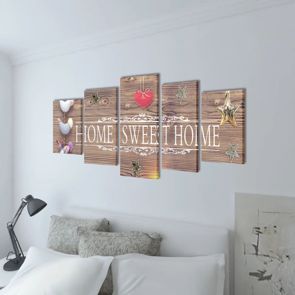 vidaXL Canvas Wall Print Set Home Sweet Home Design 200 x 100 cm