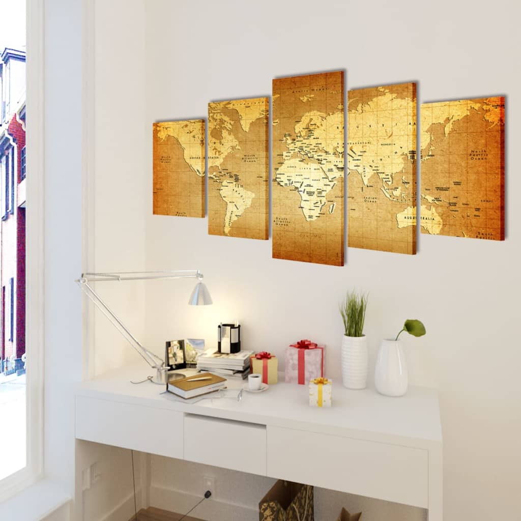 

vidaXL Canvasdoeken wereldkaart 100 x 50 cm