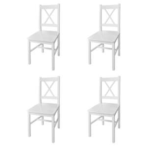 Jedilni stoli 4 kosi beli iz borovine