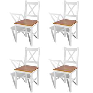 Jedilni stoli 4 kosi beli iz borovine