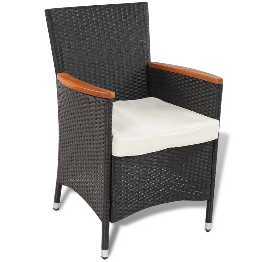 

vidaXL 5-delige Tuinset met kussens poly rattan zwart