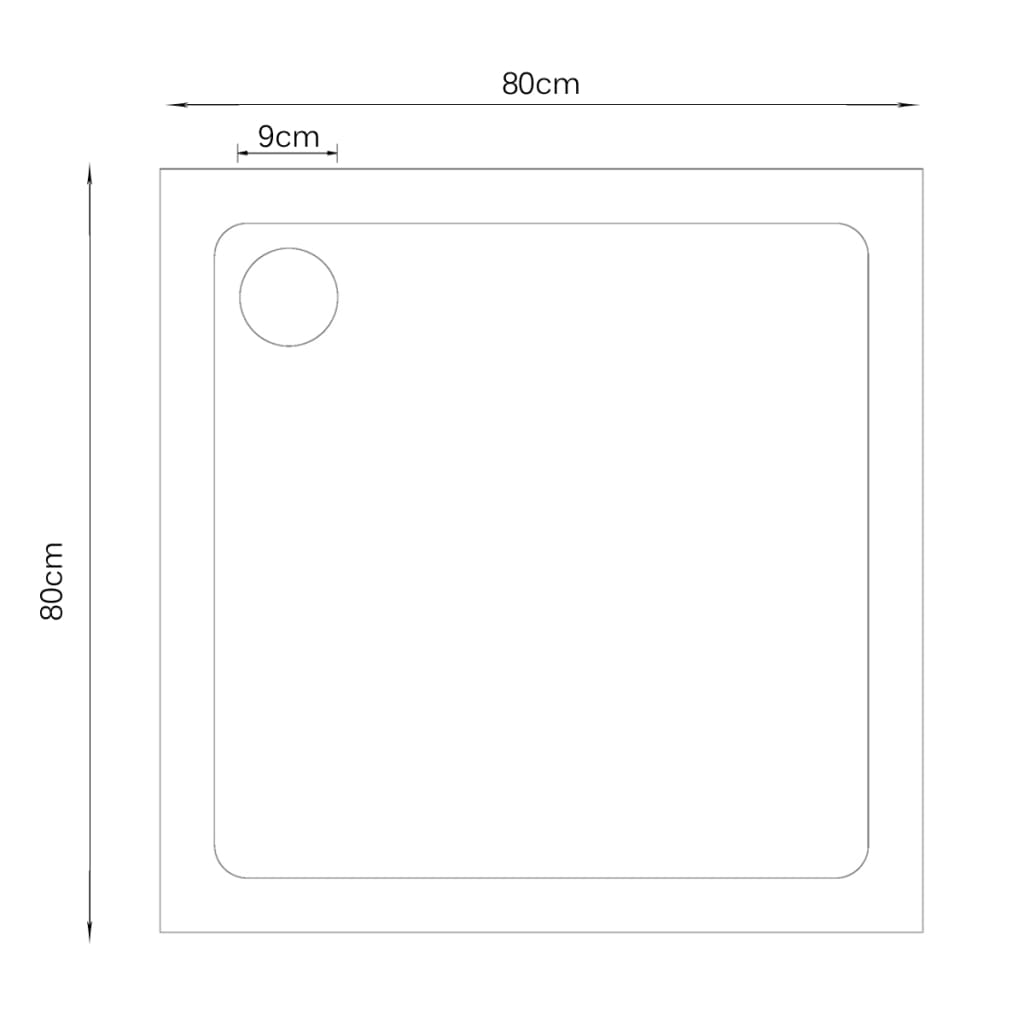 Fehér négyzet alakú ABS zuhanytálca 80 x 80 cm 