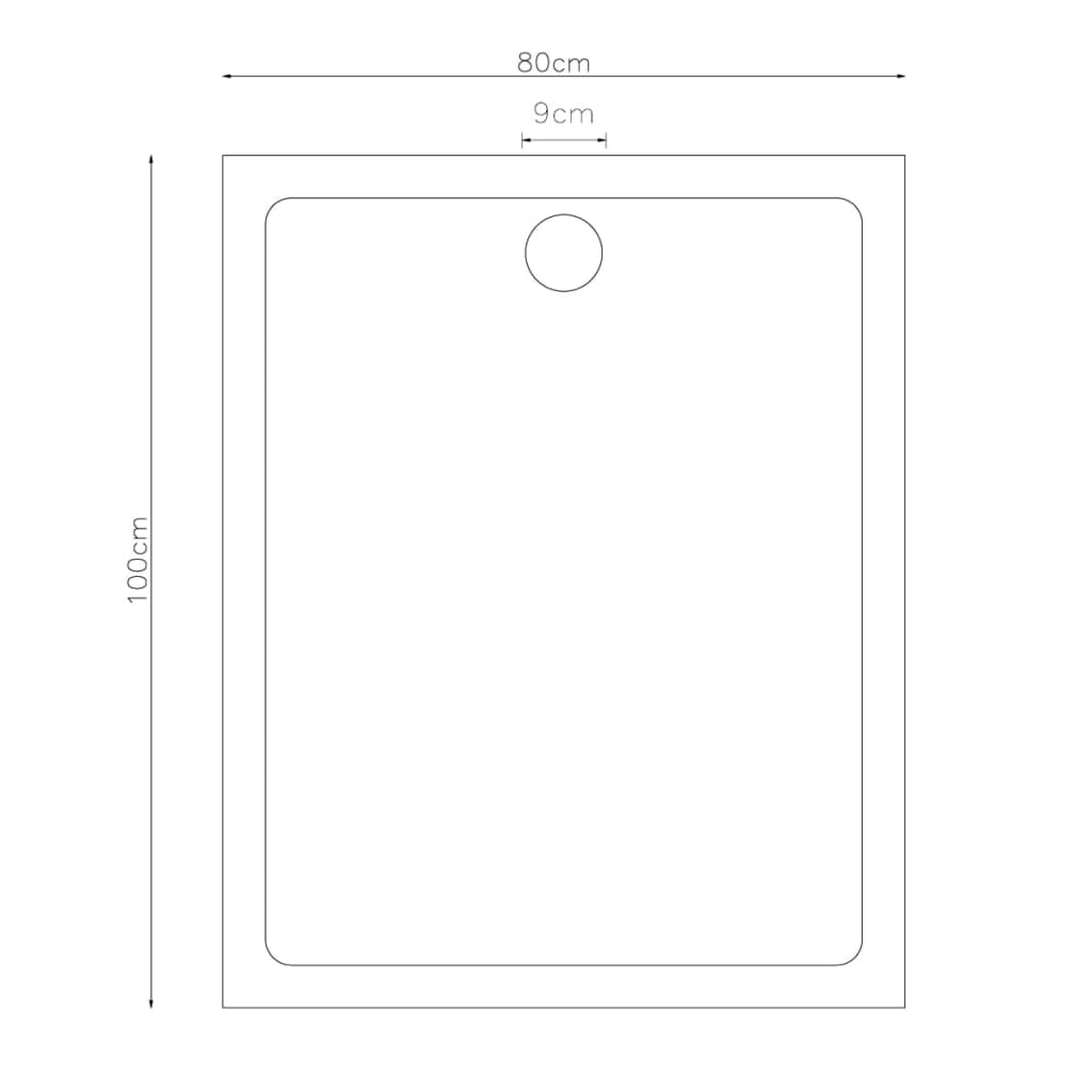 Fehér téglalap alakú ABS zuhanytálca 80 x 90 cm 