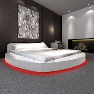 Postel s matrací LED bílá umělá kůže 180 x 200 cm - obrázek 3