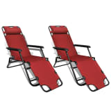 vidaXL Sunlounger 2 pcs with Footrest Foldable Adjustable Red