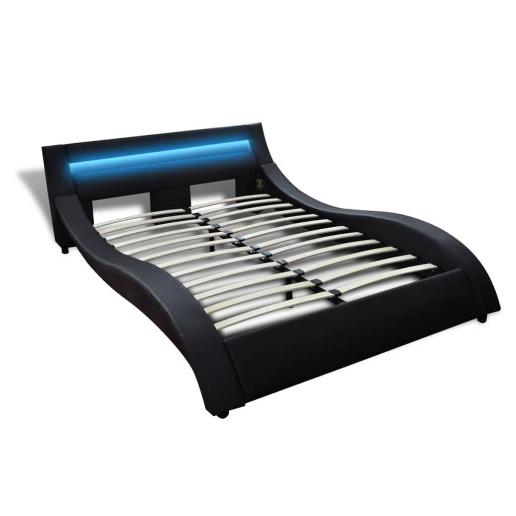 

vidaXL Bed met matras LED kunstleer zwart 180x200 cm