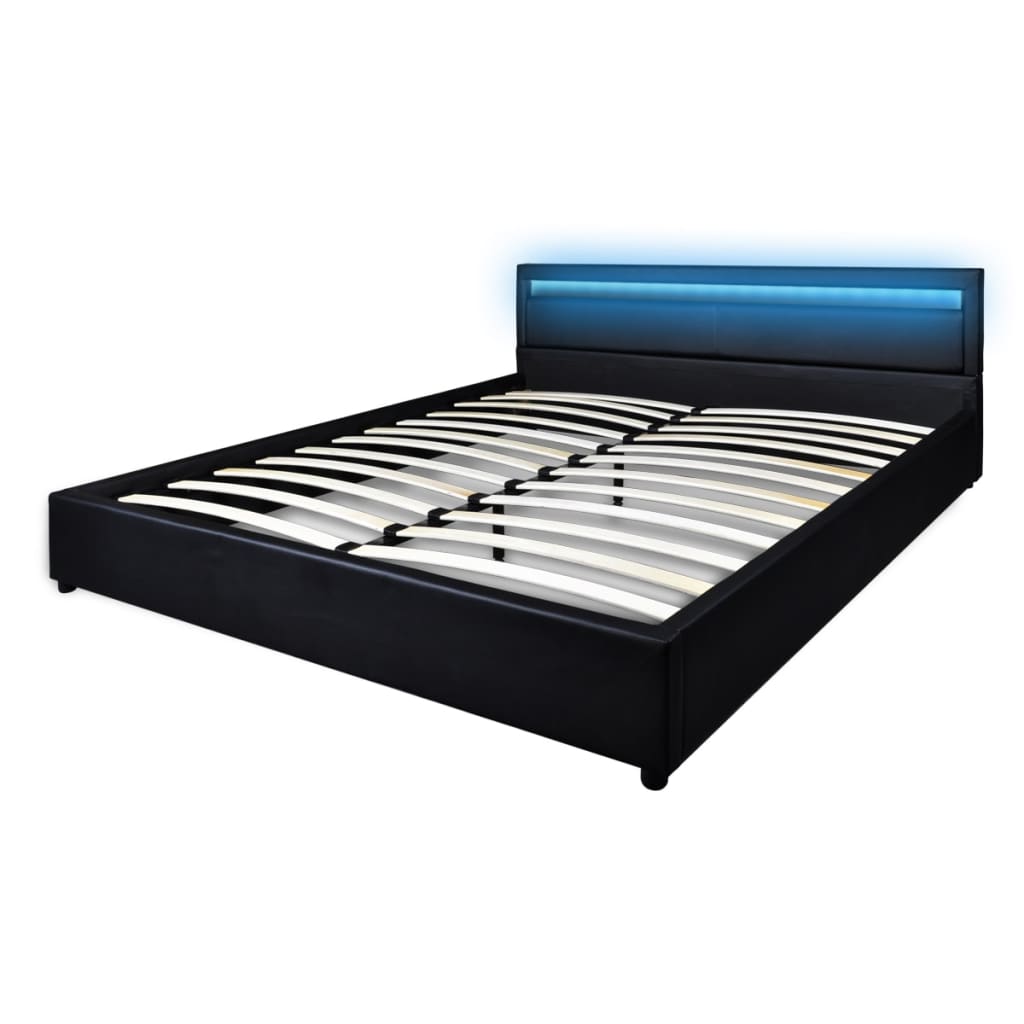 

vidaXL Bed met matras LED kunstleer zwart 180x200 cm