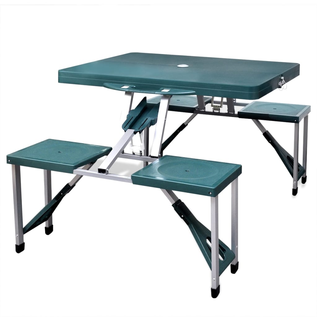 Petrashop Skládací kempingový set stůl a 4 stoličky, hliník, extra lehký, zelený