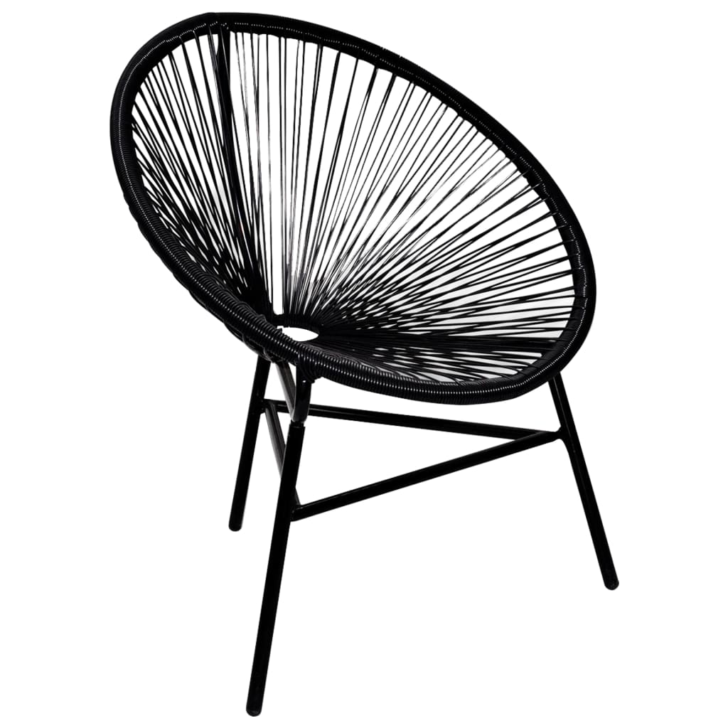 vidaXL Okrągłe krzesło ogrodowe, polirattan, czarne