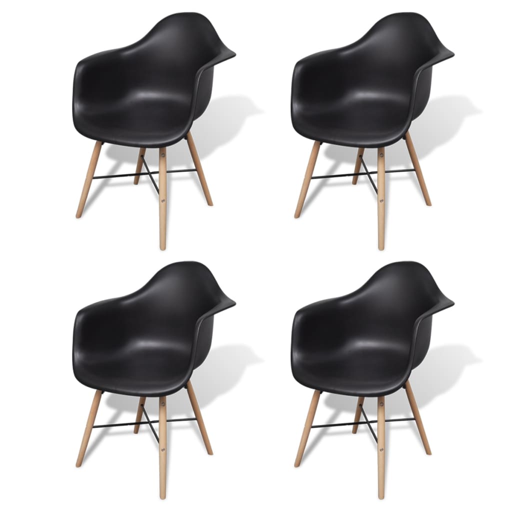 vidaXL Ruokapöydän tuolit 4 kpl musta muovi ja pyökki