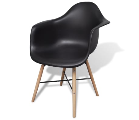vidaXL Yemek Sandalyesi 4 Adet Siyah Plastik ve Kayın Ağacı