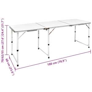 Skládací kempingový stůl s nastavitelnou výškou, hliníkový 180 x 60 cm - obrázek 4