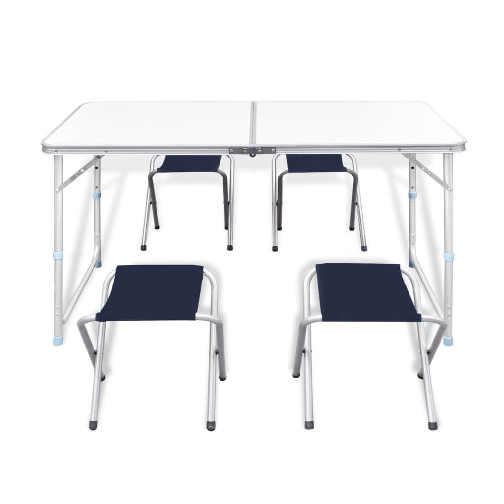 VidaXL - vidaXL Campingtafel inklapbaar en verstelbaar aluminium 120 x 60 cm 4 stoelen