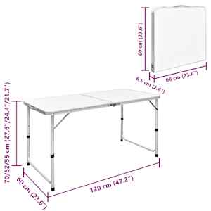 Skládací kempingový set 4 stoličky nastavitelná výška 120x60 cm - obrázek 7