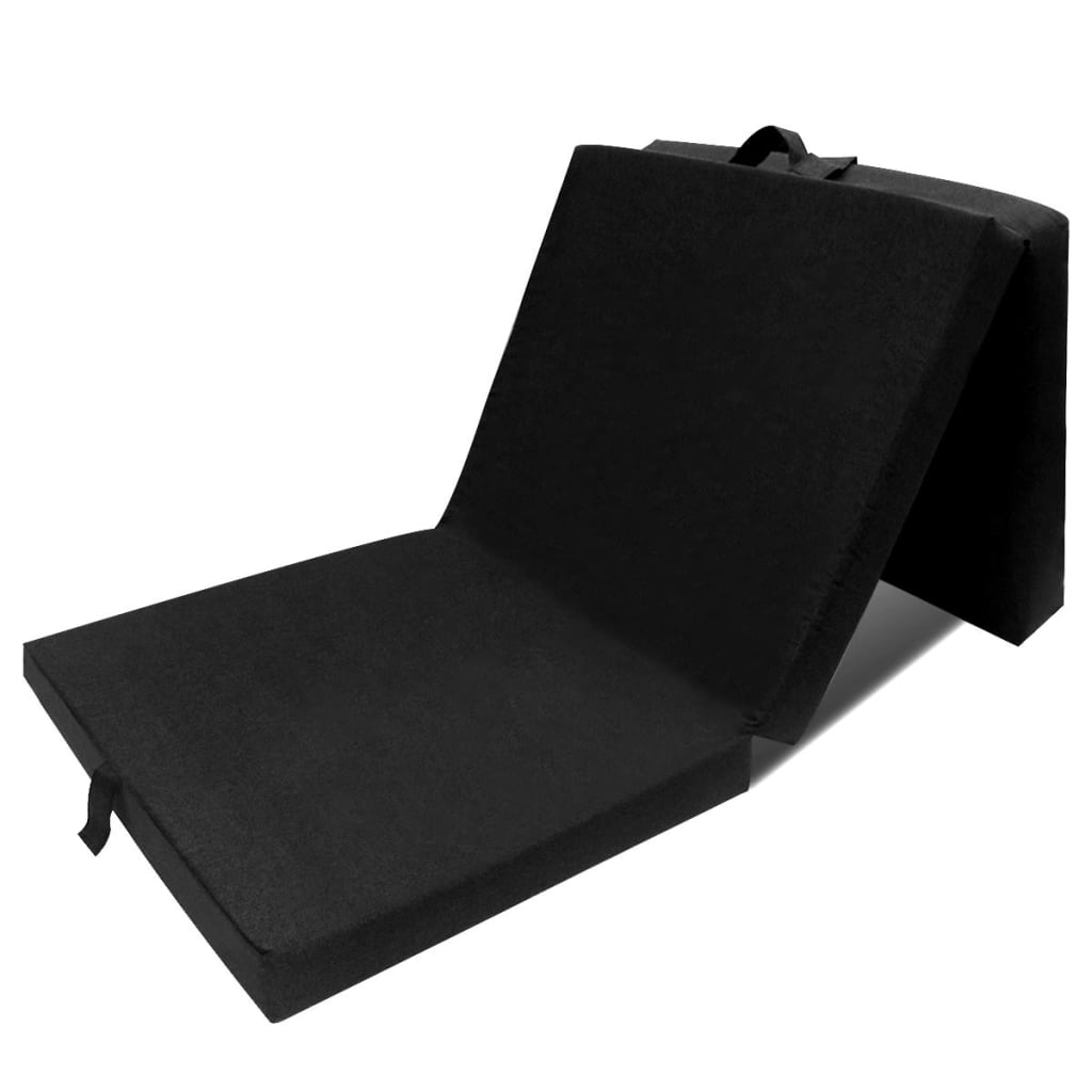 Háromrét összehajtható fekete matrac 190 x 70 x 9 cm 