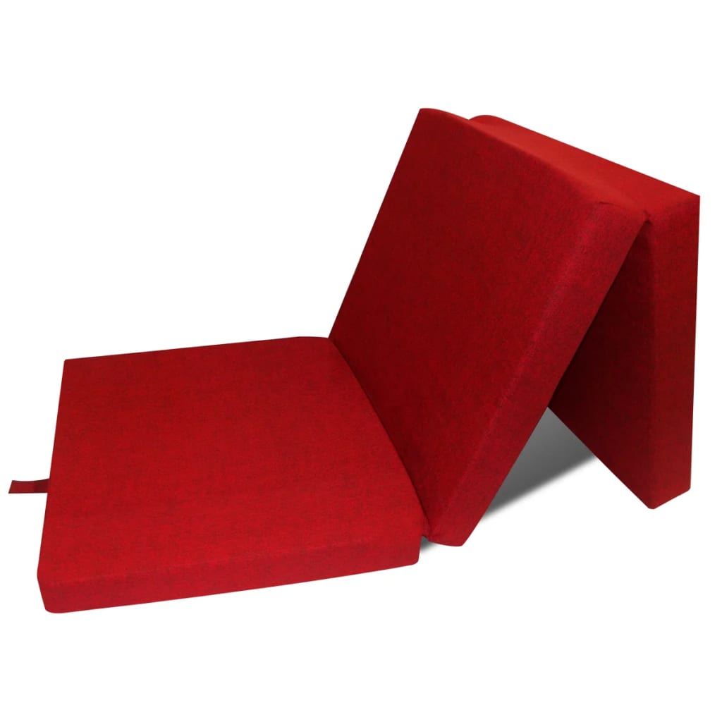 Háromrét összehajtható piros matrac 190 x 70 x 9 cm 