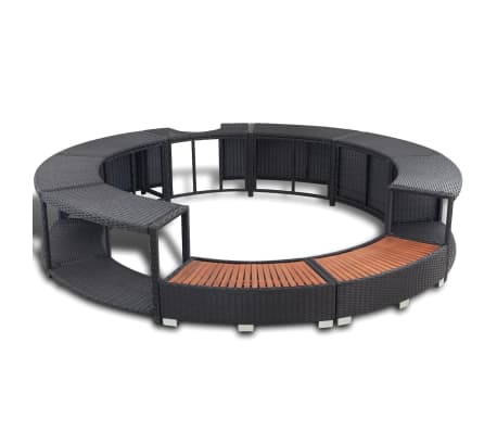 Vidaxl Spa Surround Black Poly Rattan Modern Outdoor Garden Hot Vidaxl Spa Surround Black Poly Rattan