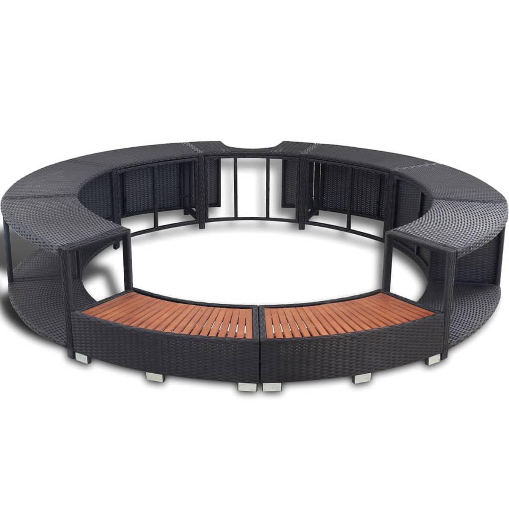 vidaXL Spa Surround Poly Rattan Black