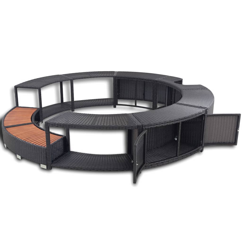 vidaXL Spa Surround Poly Rattan Black