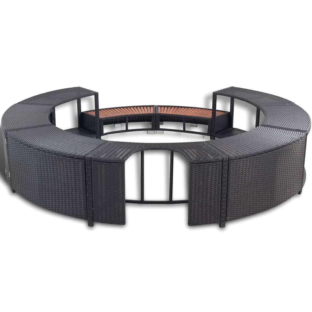 vidaXL Spa Surround Poly Rattan Black