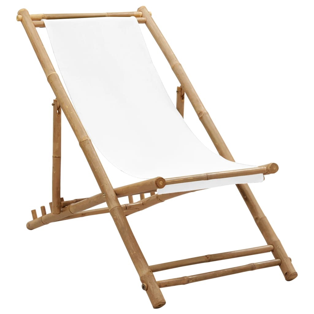 Scaun din lemn de bambus și pânză