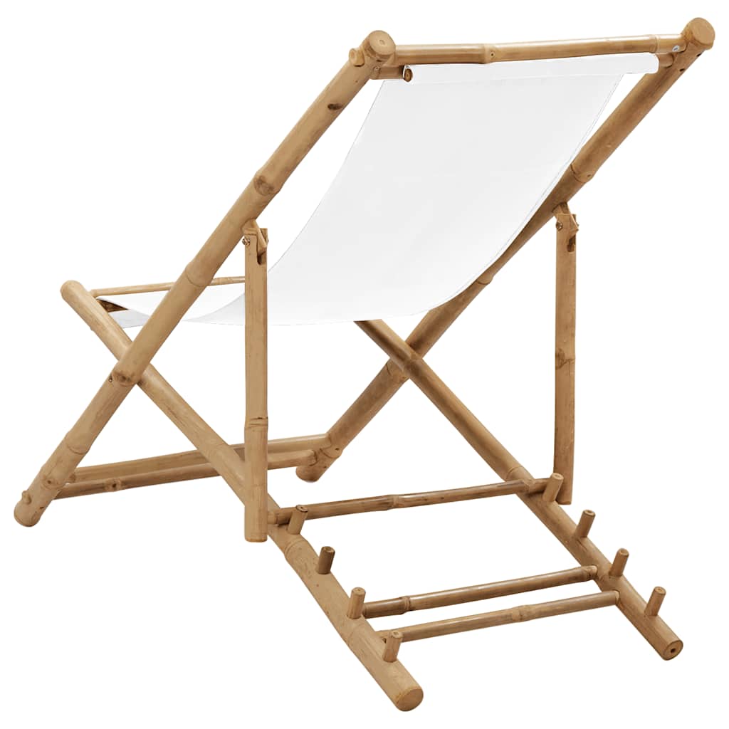 Patio Deck Chair Sling Chair for Balcony Deck Porch Bamboo and Canvas vidaXL - Picture 42 of 45
