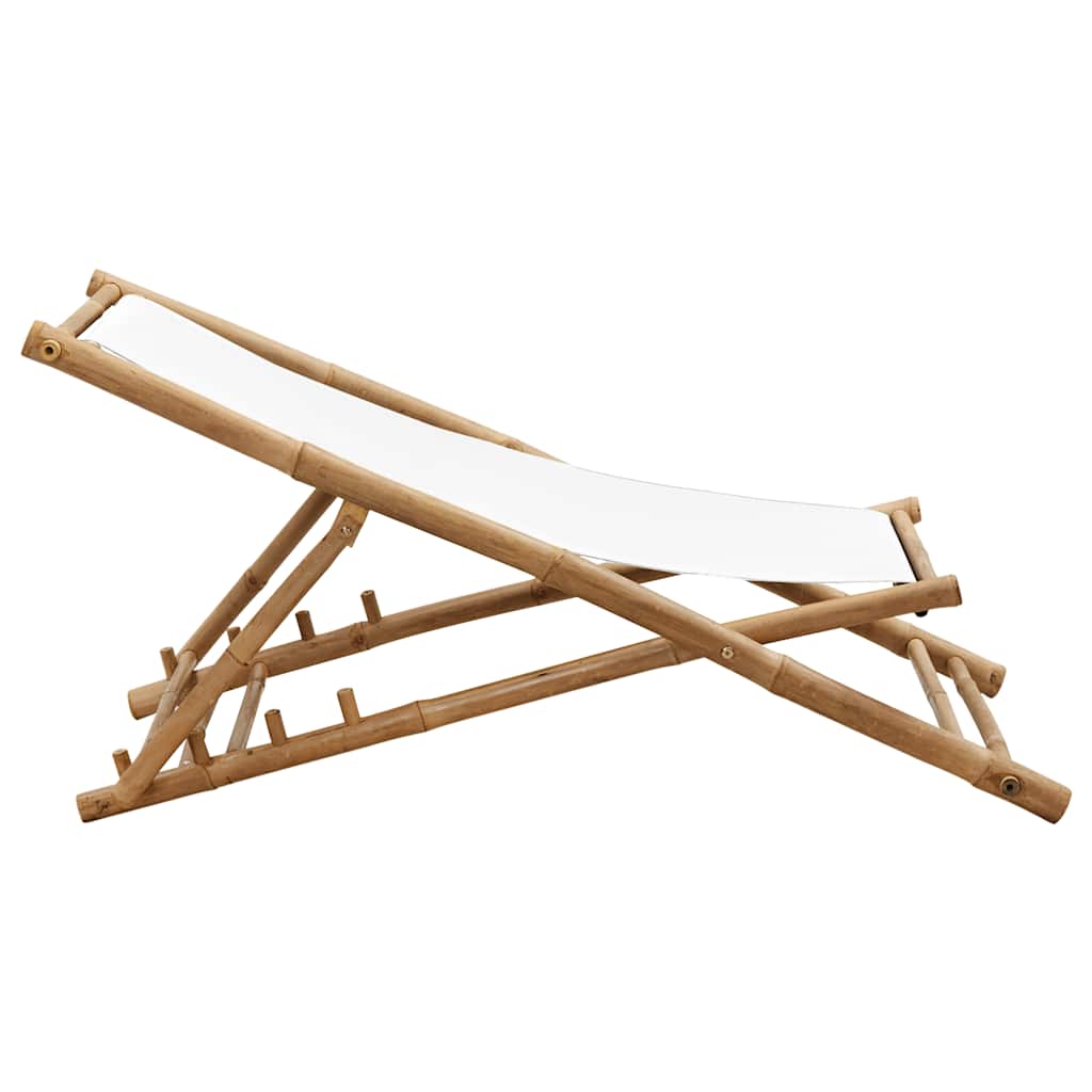 Patio Deck Chair Sling Chair for Balcony Deck Porch Bamboo and Canvas vidaXL - Picture 43 of 45