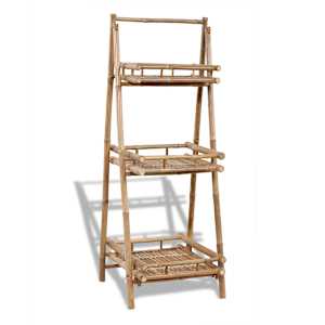 Skládací bambusový regál na květiny se 3 policemi - obrázek 1