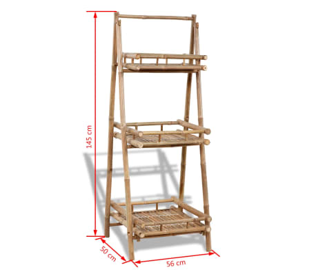 Supporto Per Piante VidaXL Pieghevole In Bambù: 3 Mensole A Triangolo. Elegante E Salvaspazio