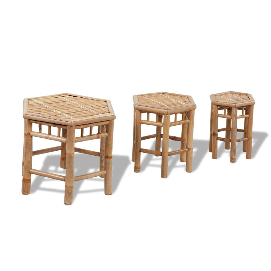 vidaXL Tabourets de jardin 3 pcs Bambou 