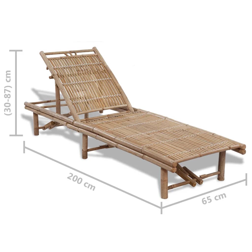 Sezlong din lemn de bambus, cu spatar reglabil, vidaXL, Maro, 200 x 65 x 87 cm 1 8718475909163 g en hd 5