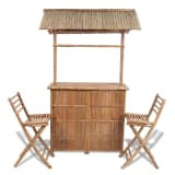 vidaXL Caféset 3 delar bambu