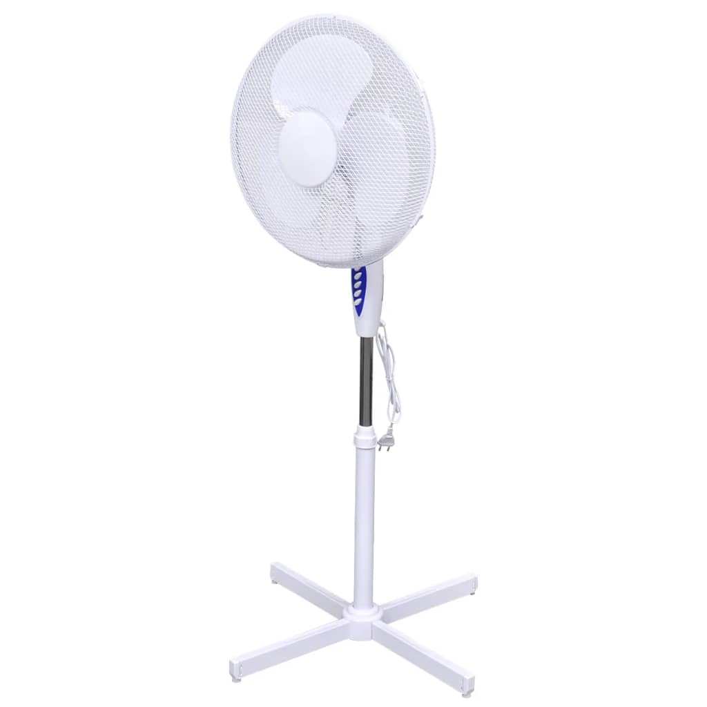 Ventilator oscilant cu picior, înălțime-înclinare reglabile, alb, 60 W imagine vidaxl.ro