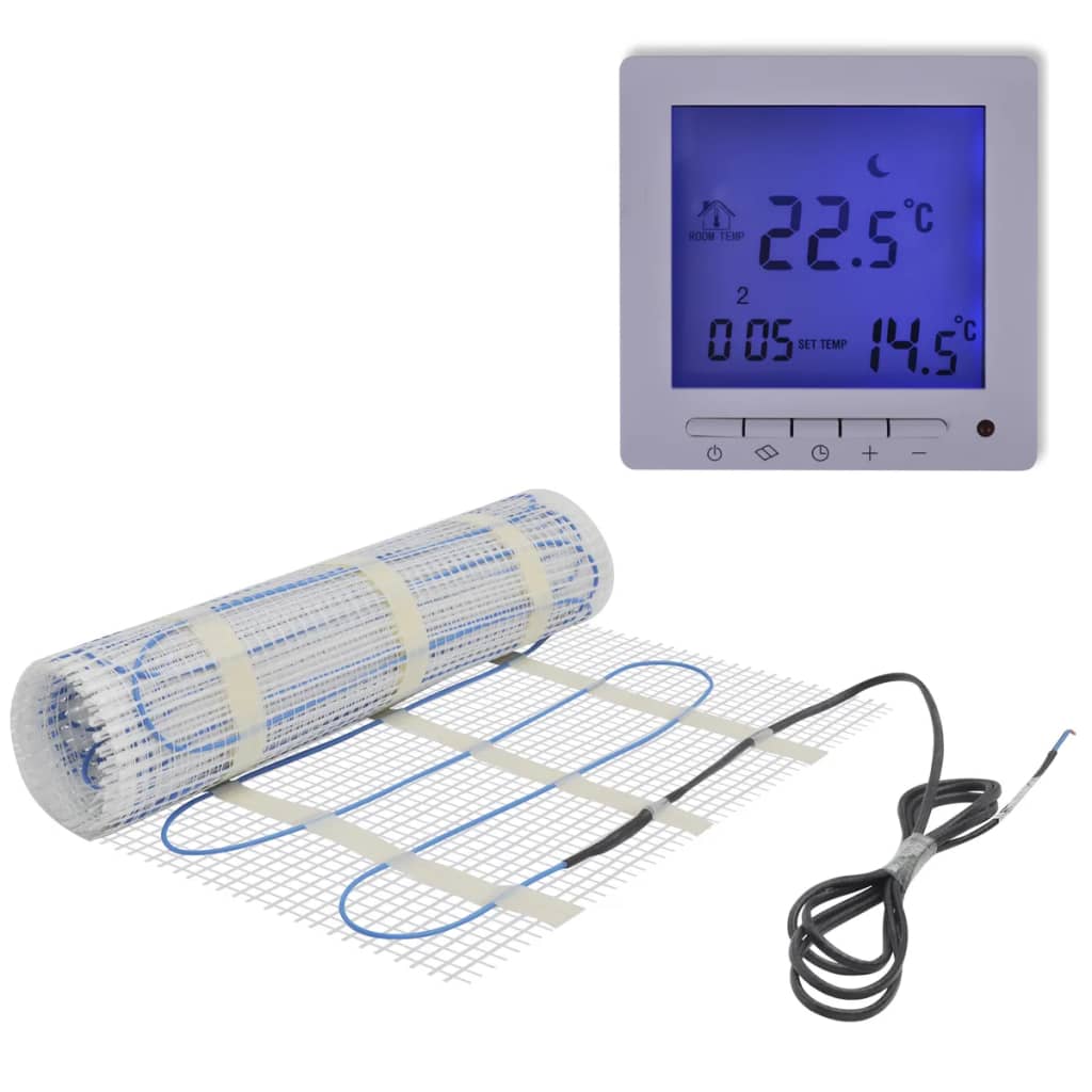 10 m² Lattian Lämmitysmatto 160 W/m² Twin Ohjelmoitava Digi Termos