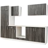 7 pcs Wenge Look Kitchen Cabinet Unit for Built-in Fridge