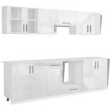 8 pcs High Gloss White Kitchen Cabinet Unit 260 cm