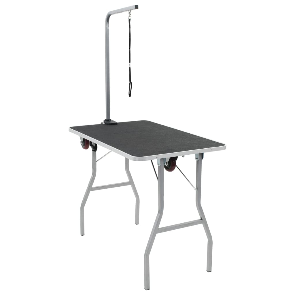 Table de toilettage portable avec roulettes pour chien - 1 attache - Bras simple - 90x60x155 cm