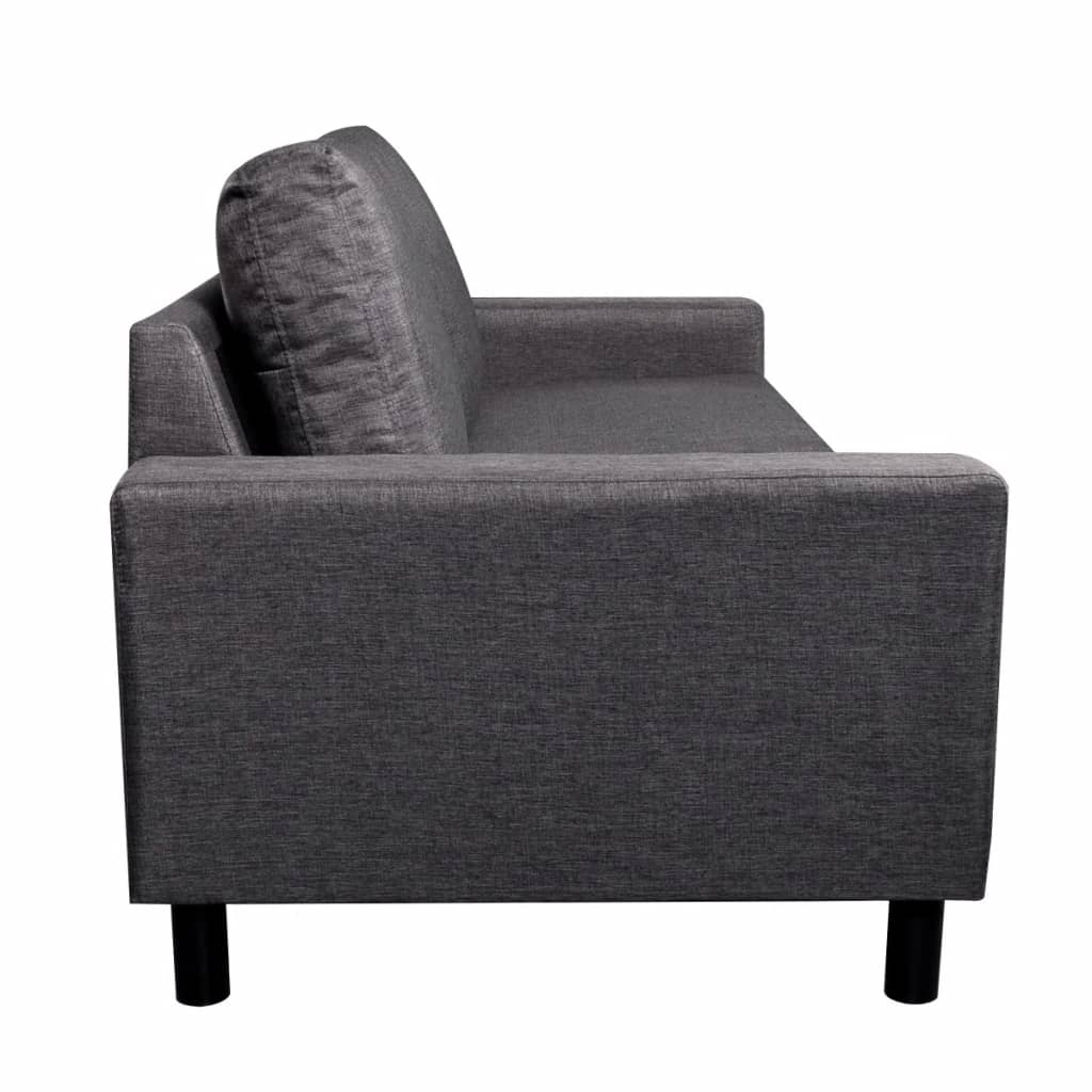 vidaXL Trivietė sofa, audinys, tamsiai pilka