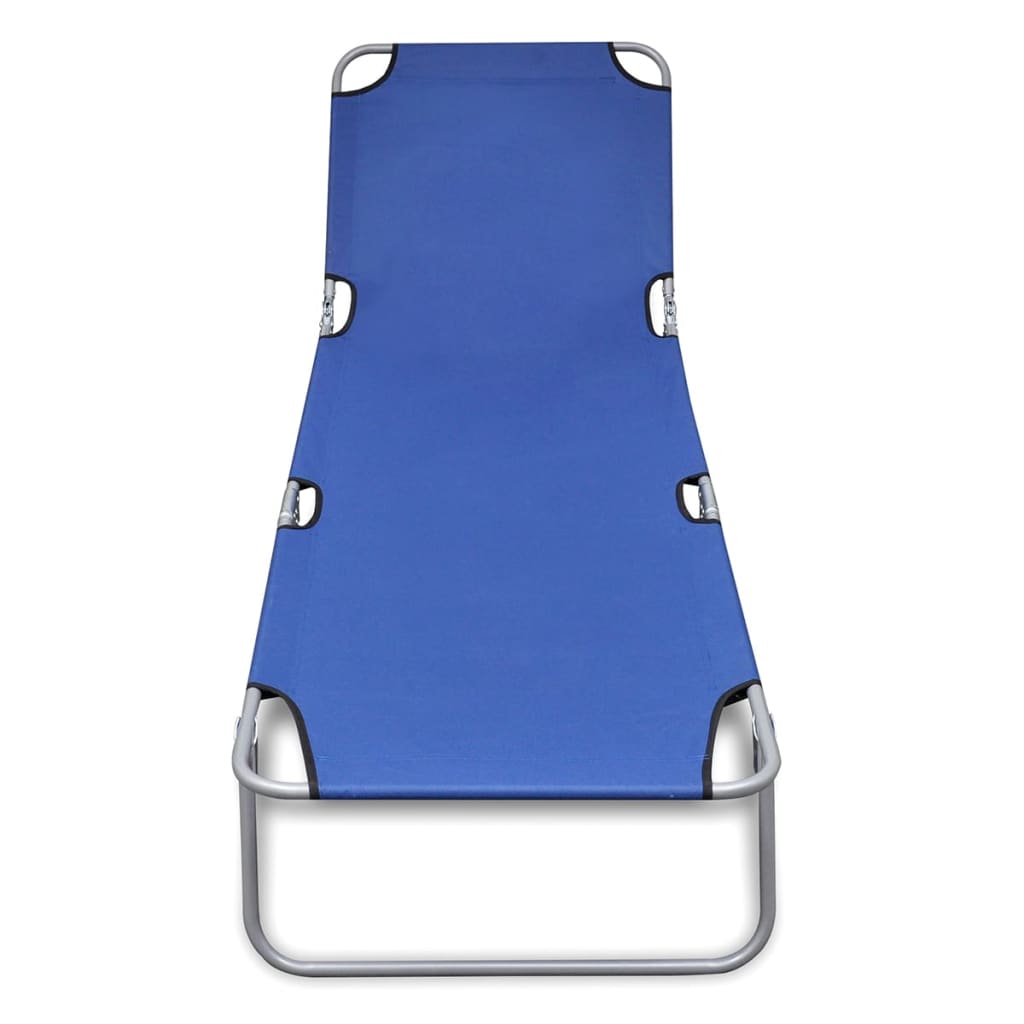 vidaXL Ligbed inklapbaar gepoedercoat staal blauw afbeelding