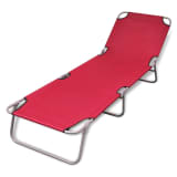 vidaXL Foldable Sunlounger with Adjustable Backrest Red