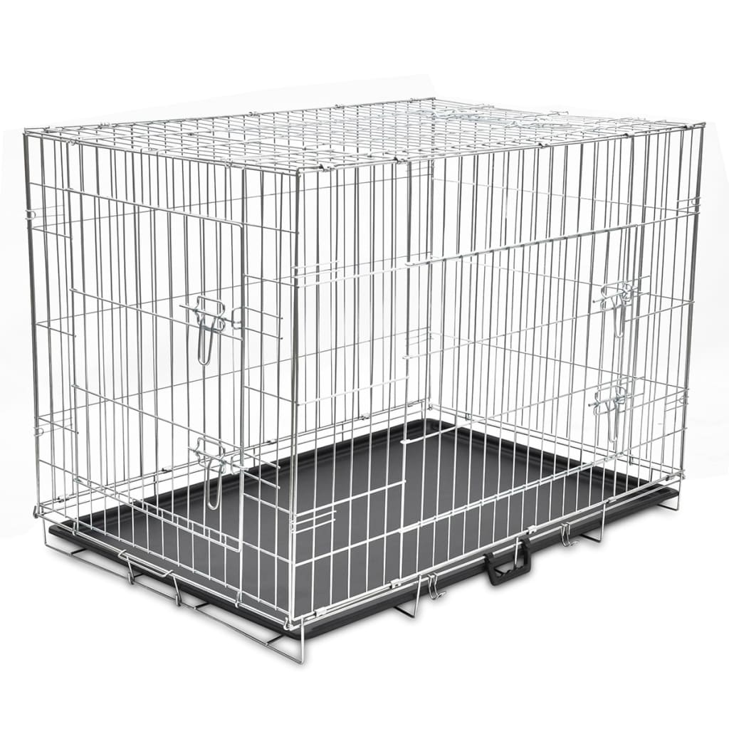vidaXL Cușcă pentru câini pliabilă, metal, XL animale